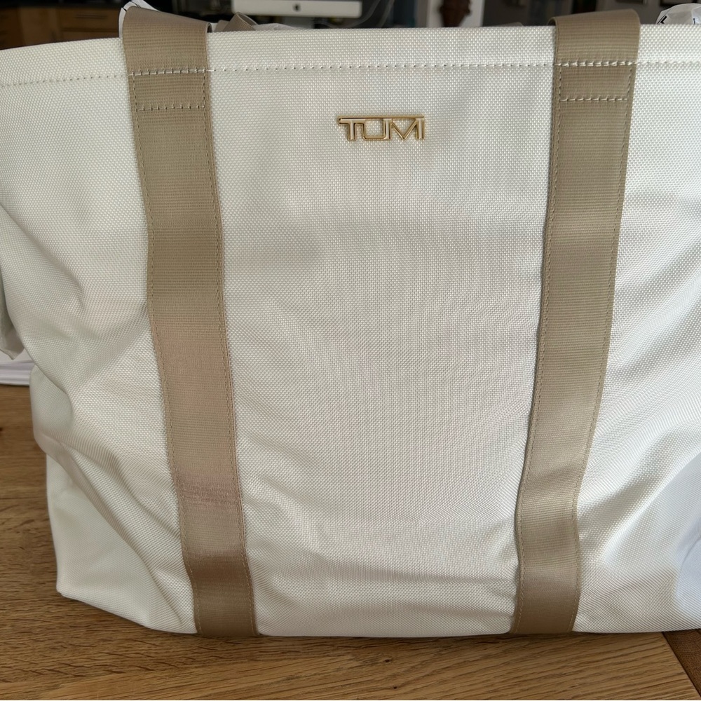 Tumi Cream and Tan Tote Bag